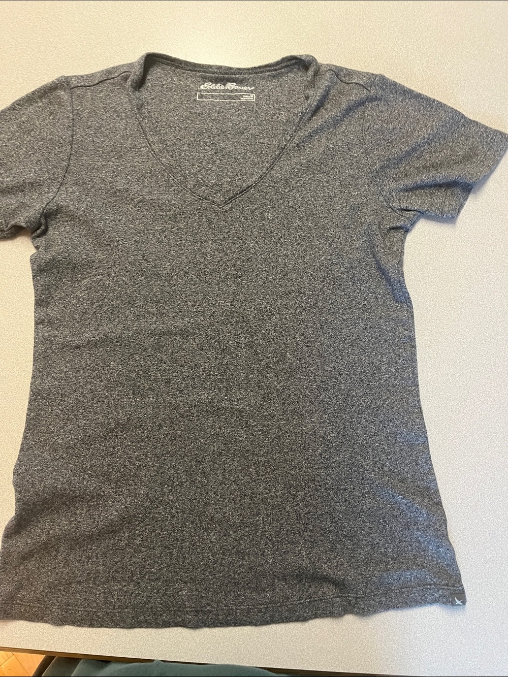 Eddie Bauer Women's Gray Heather V-Neck Short Sleeve Tee